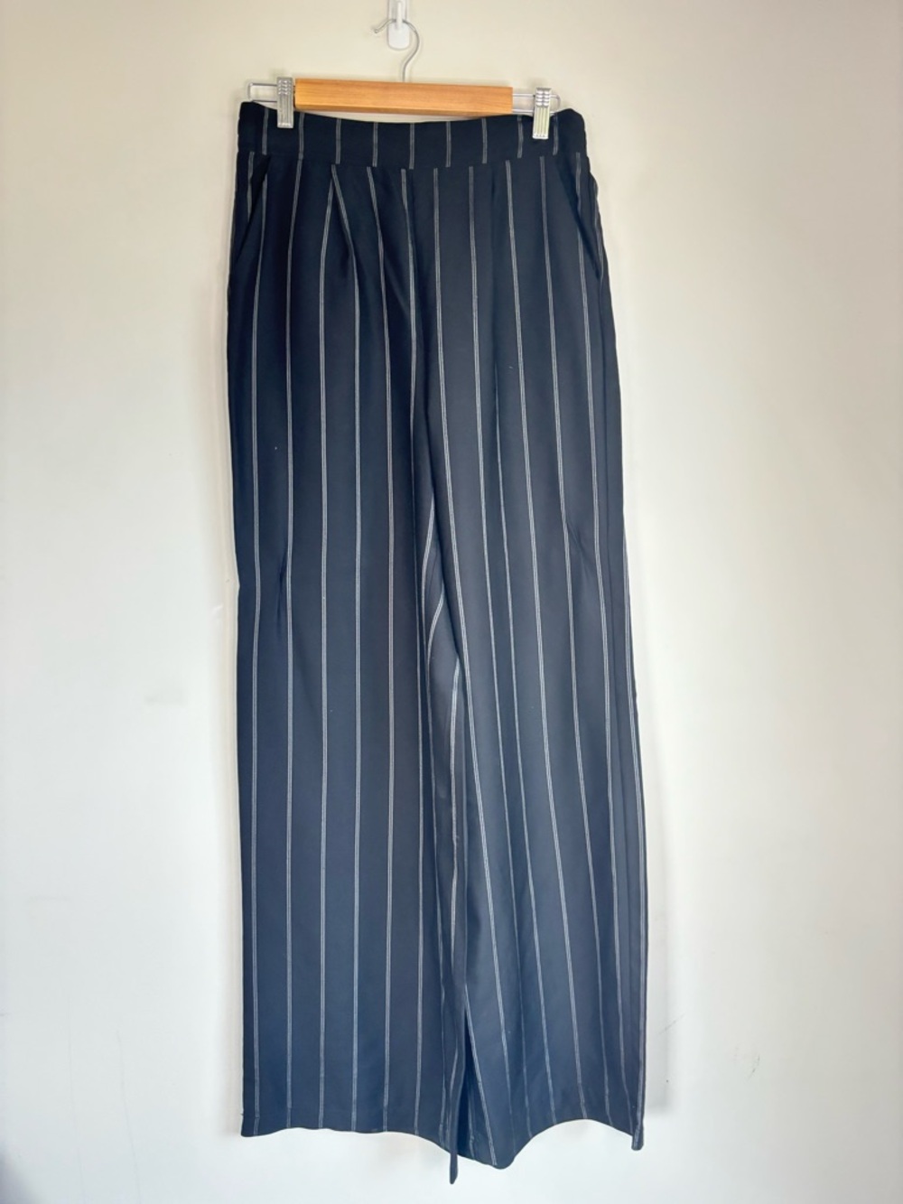 Forever 21 Black Pinstripe Wide-Leg Pants - Picture 2 of 6